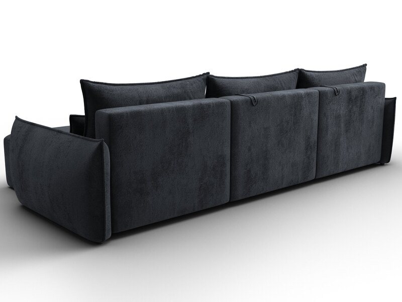 Диван угловой Лига-051 НПБ Лонг угол универсальный, Велюр, TOWER 11 темно-серый