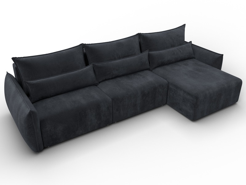 Диван угловой Лига-051 НПБ Лонг угол универсальный, Велюр, TOWER 11 темно-серый