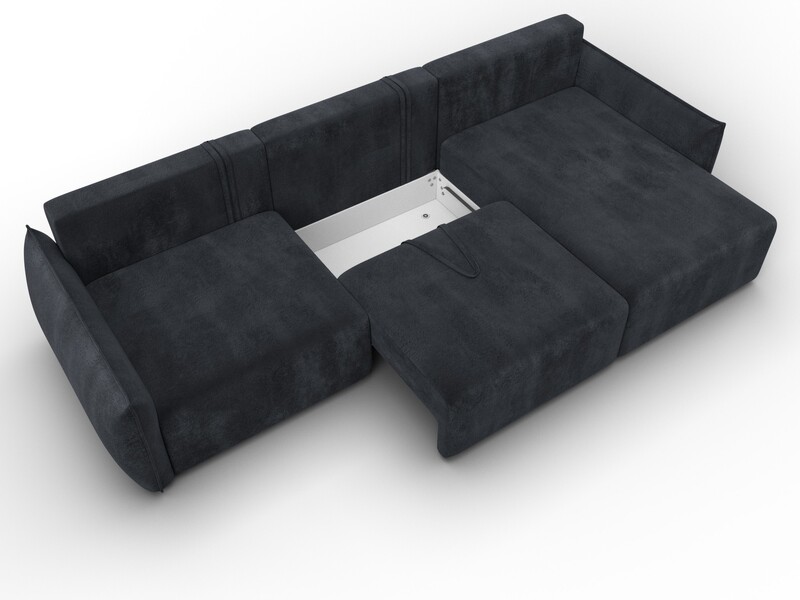 Диван угловой Лига-051 НПБ Лонг угол универсальный, Велюр, TOWER 11 темно-серый