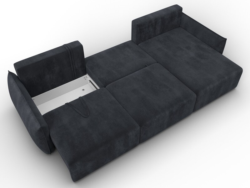 Диван угловой Лига-051 НПБ Лонг угол универсальный, Велюр, TOWER 11 темно-серый