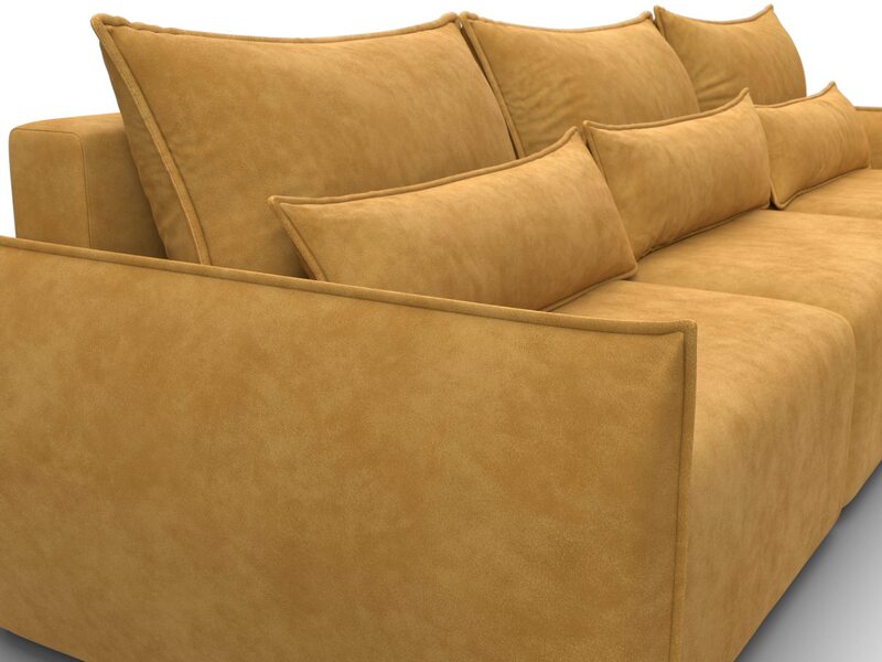 Диван угловой Лига-051 НПБ Лонг угол универсальный, Велюр, BRUT 10 желтый