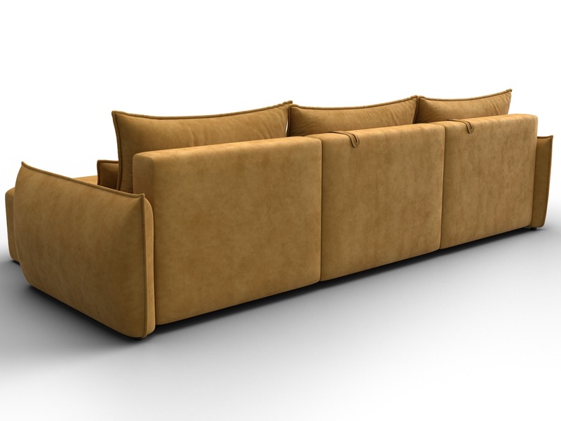 Диван угловой Лига-051 НПБ Лонг угол универсальный, Велюр, BRUT 10 желтый