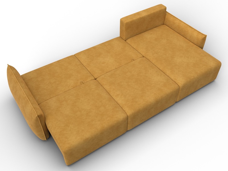 Диван угловой Лига-051 НПБ Лонг угол универсальный, Велюр, BRUT 10 желтый