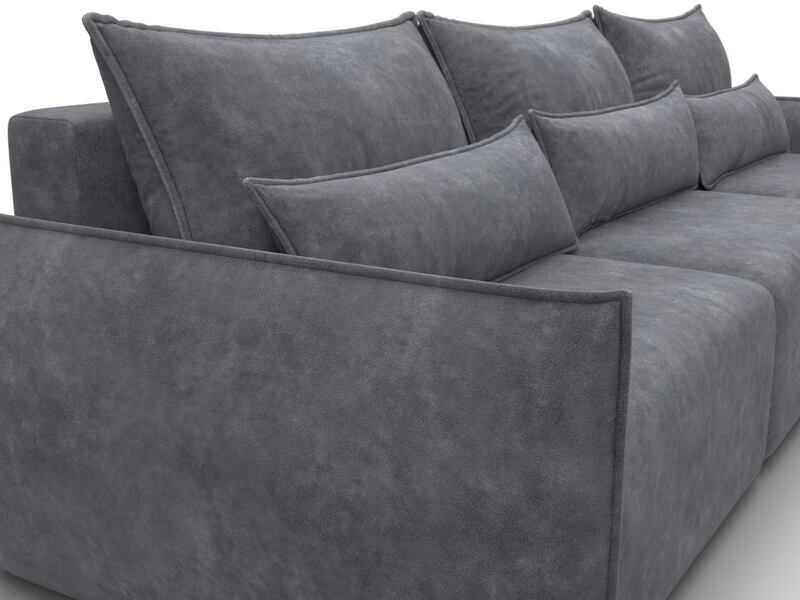 Диван угловой Лига-051 НПБ Лонг угол универсальный, Велюр, BRUT 16 темно-серый