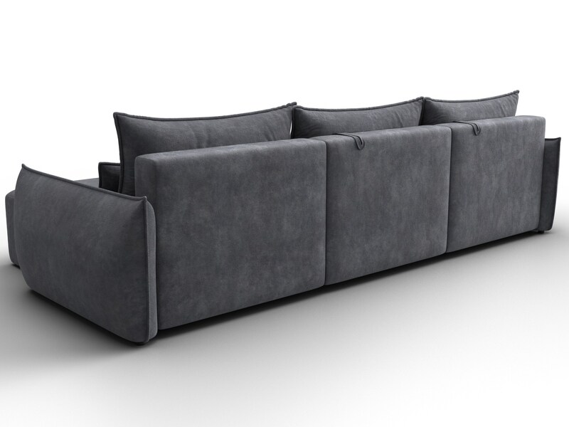 Диван угловой Лига-051 НПБ Лонг угол универсальный, Велюр, BRUT 16 темно-серый