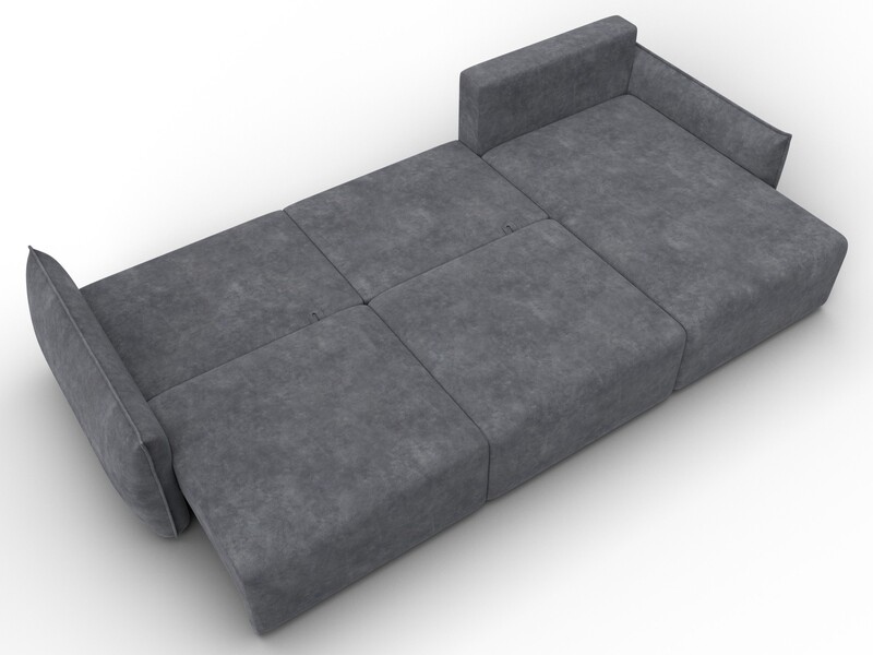 Диван угловой Лига-051 НПБ Лонг угол универсальный, Велюр, BRUT 16 темно-серый