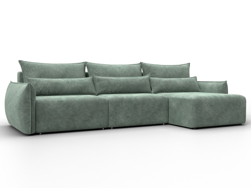 Диван угловой Лига-051 НПБ Лонг угол универсальный, Велюр, BRUT 08 зеленый