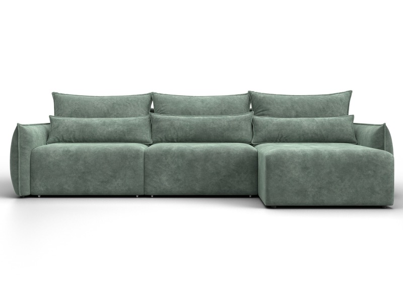 Диван угловой Лига-051 НПБ Лонг угол универсальный, Велюр, BRUT 08 зеленый