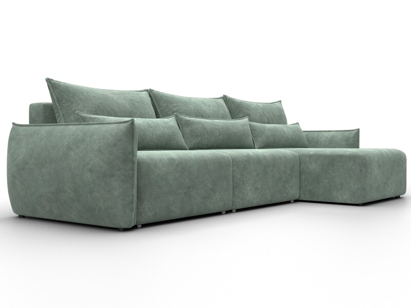 Диван угловой Лига-051 НПБ Лонг угол универсальный, Велюр, BRUT 08 зеленый