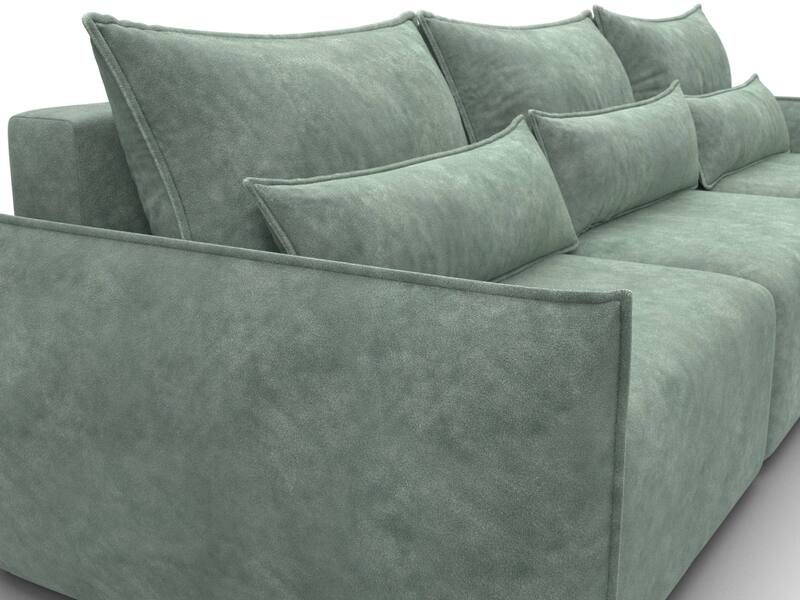 Диван угловой Лига-051 НПБ Лонг угол универсальный, Велюр, BRUT 08 зеленый