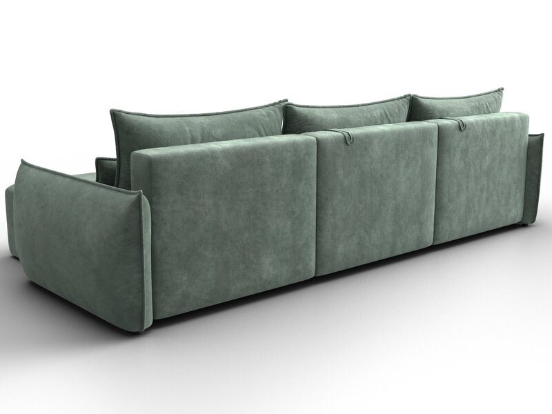 Диван угловой Лига-051 НПБ Лонг угол универсальный, Велюр, BRUT 08 зеленый