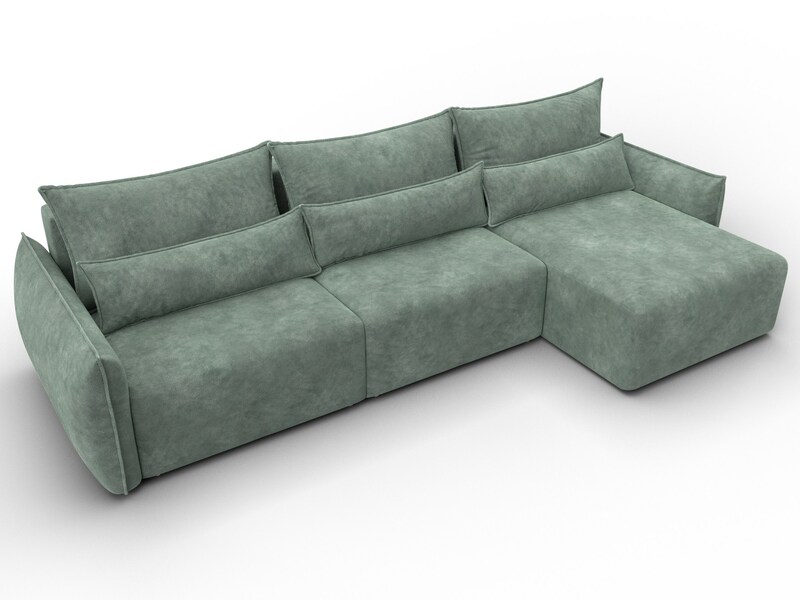 Диван угловой Лига-051 НПБ Лонг угол универсальный, Велюр, BRUT 08 зеленый