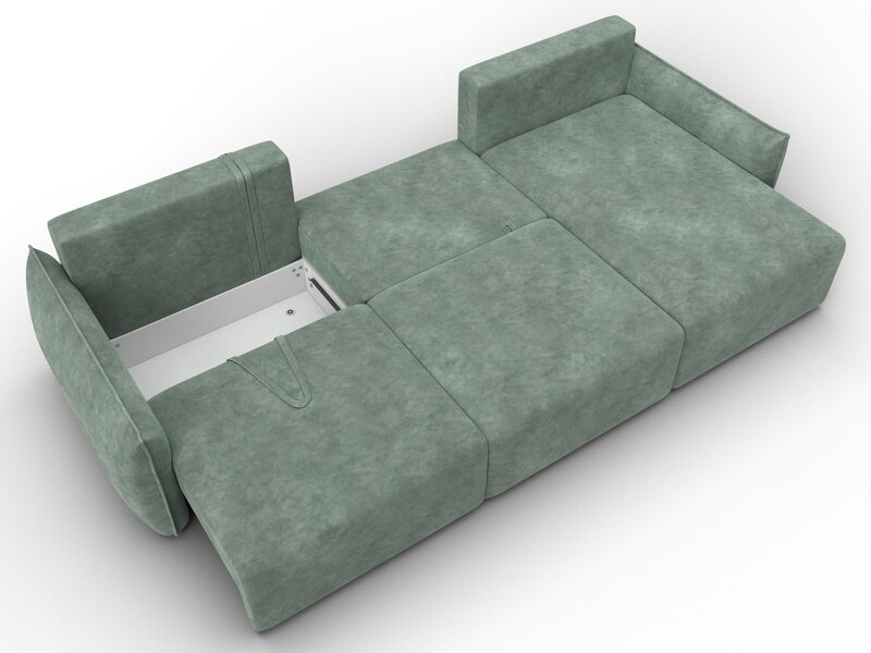 Диван угловой Лига-051 НПБ Лонг угол универсальный, Велюр, BRUT 08 зеленый