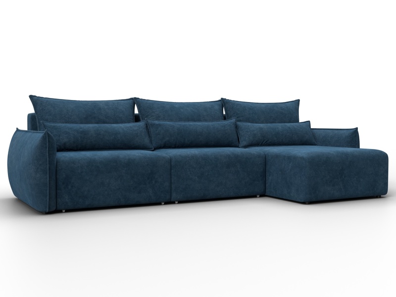 Диван угловой Лига-051 НПБ Лонг угол универсальный, Велюр, BRUT 11 синий