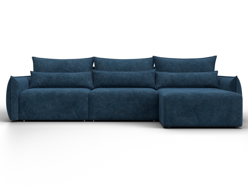 Диван угловой Лига-051 НПБ Лонг угол универсальный, Велюр, BRUT 11 синий