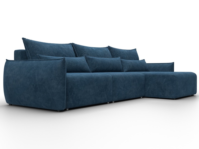 Диван угловой Лига-051 НПБ Лонг угол универсальный, Велюр, BRUT 11 синий