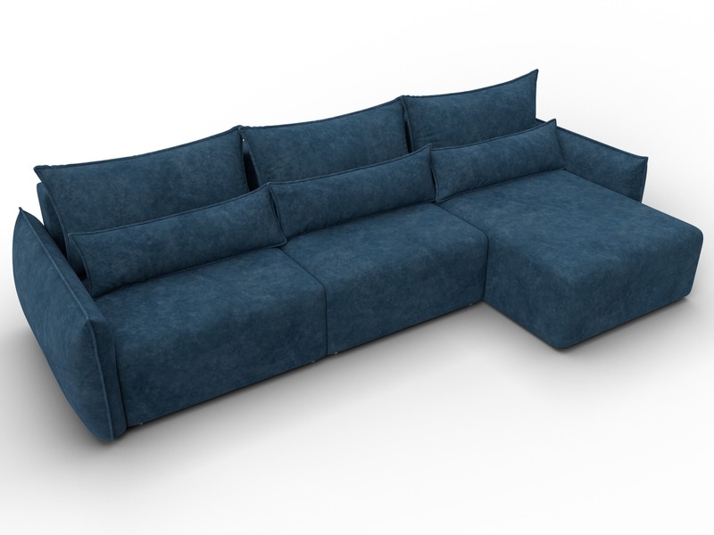 Диван угловой Лига-051 НПБ Лонг угол универсальный, Велюр, BRUT 11 синий