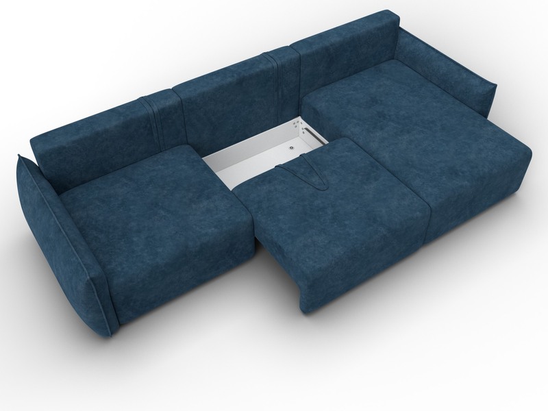 Диван угловой Лига-051 НПБ Лонг угол универсальный, Велюр, BRUT 11 синий