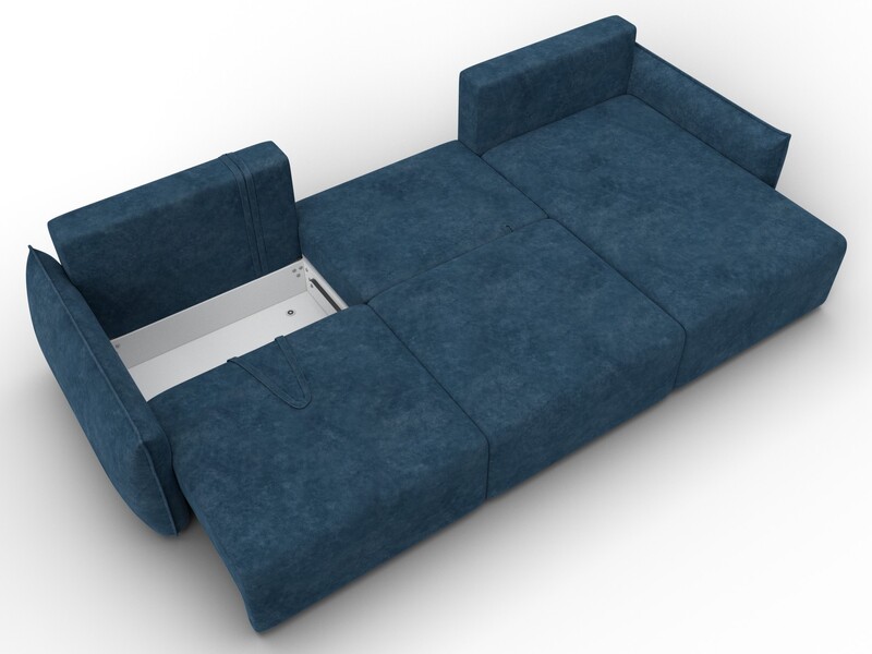 Диван угловой Лига-051 НПБ Лонг угол универсальный, Велюр, BRUT 11 синий