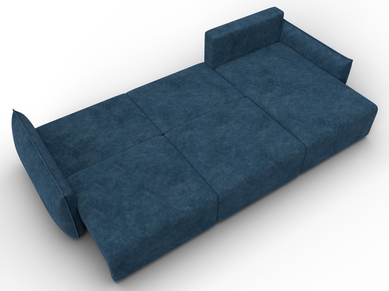 Диван угловой Лига-051 НПБ Лонг угол универсальный, Велюр, BRUT 11 синий