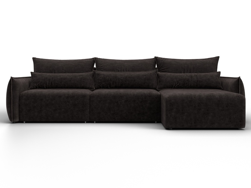 Диван угловой Лига-051 НПБ Лонг угол универсальный, Велюр, BRUT 17 коричневый