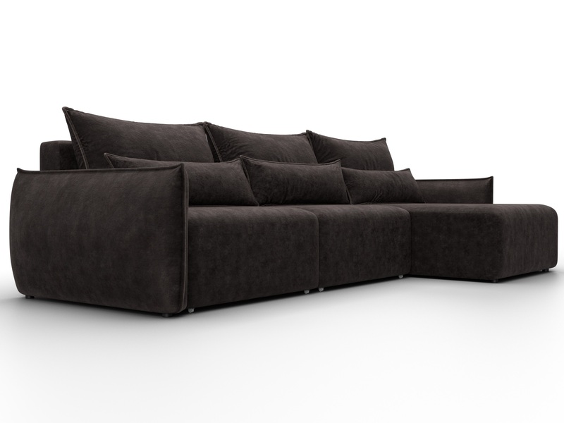 Диван угловой Лига-051 НПБ Лонг угол универсальный, Велюр, BRUT 17 коричневый