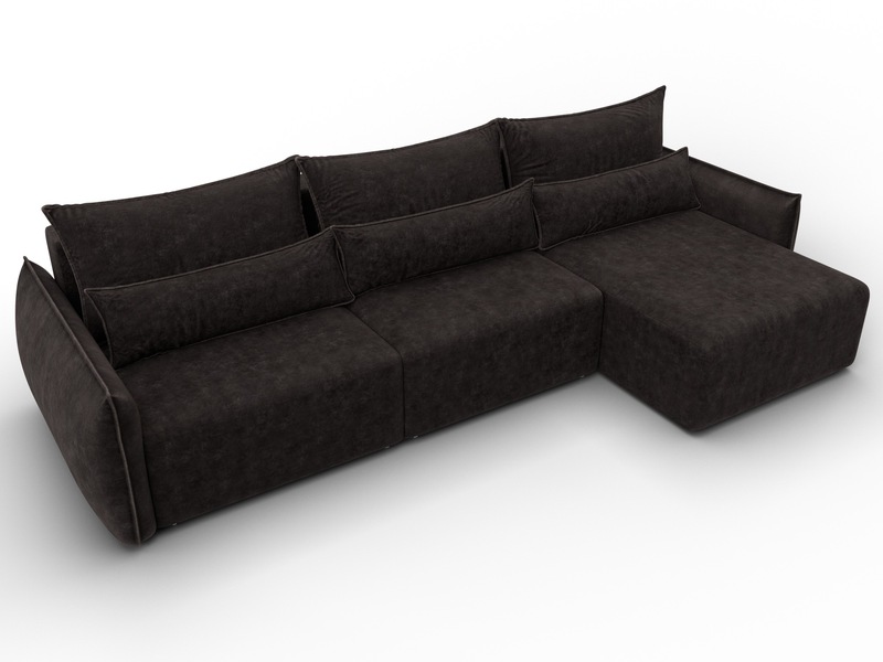 Диван угловой Лига-051 НПБ Лонг угол универсальный, Велюр, BRUT 17 коричневый