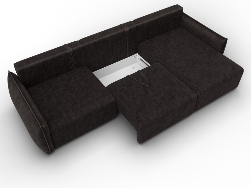 Диван угловой Лига-051 НПБ Лонг угол универсальный, Велюр, BRUT 17 коричневый