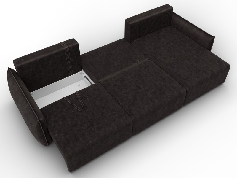 Диван угловой Лига-051 НПБ Лонг угол универсальный, Велюр, BRUT 17 коричневый