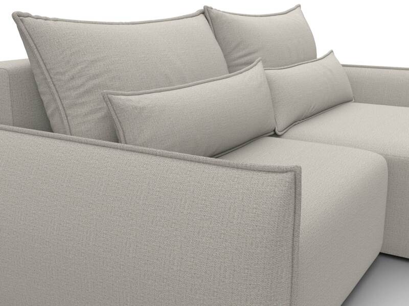 Диван угловой Лига-051 НПБ угол универсальный, Рогожка, Амур 02 бежевый