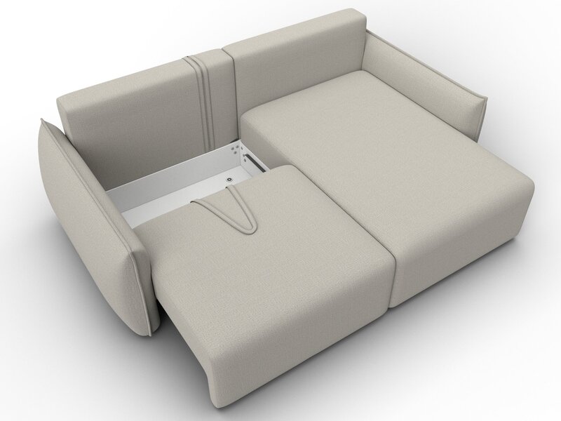 Диван угловой Лига-051 НПБ угол универсальный, Рогожка, Амур 02 бежевый