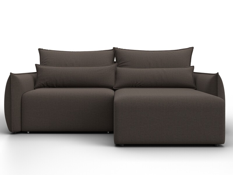 Диван угловой Лига-051 НПБ угол универсальный, Рогожка, Амур 05 коричневый