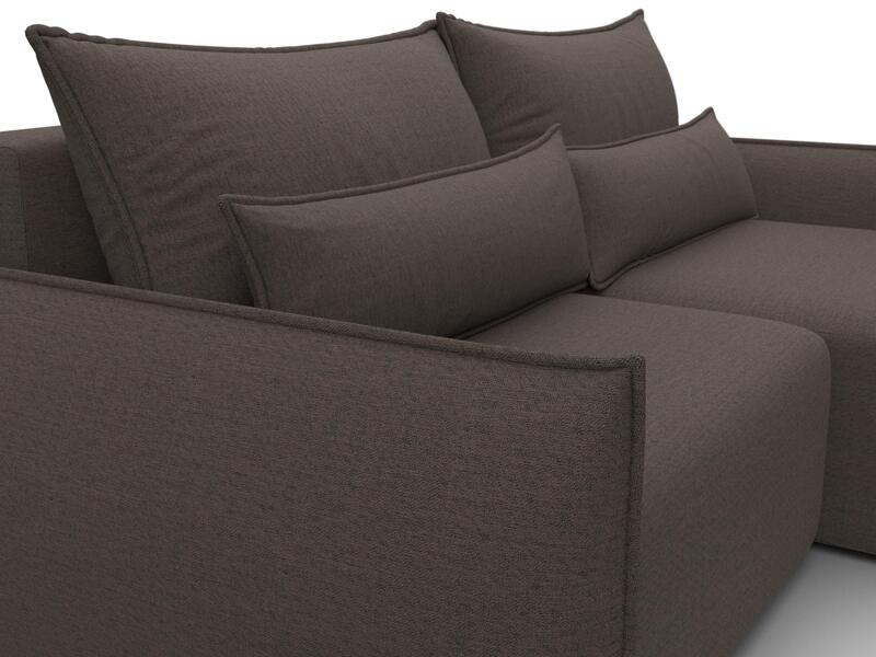 Диван угловой Лига-051 НПБ угол универсальный, Рогожка, Амур 05 коричневый