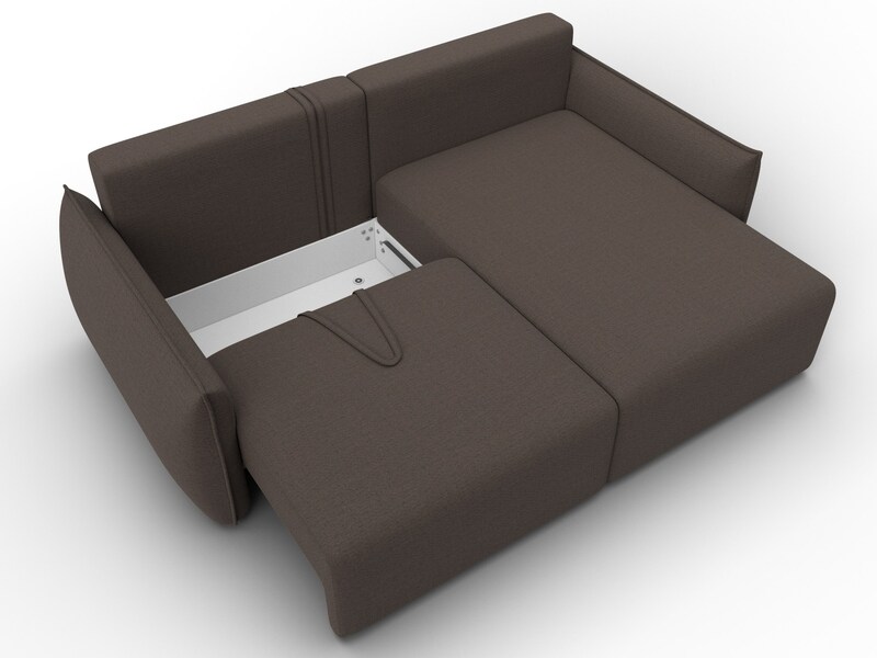 Диван угловой Лига-051 НПБ угол универсальный, Рогожка, Амур 05 коричневый