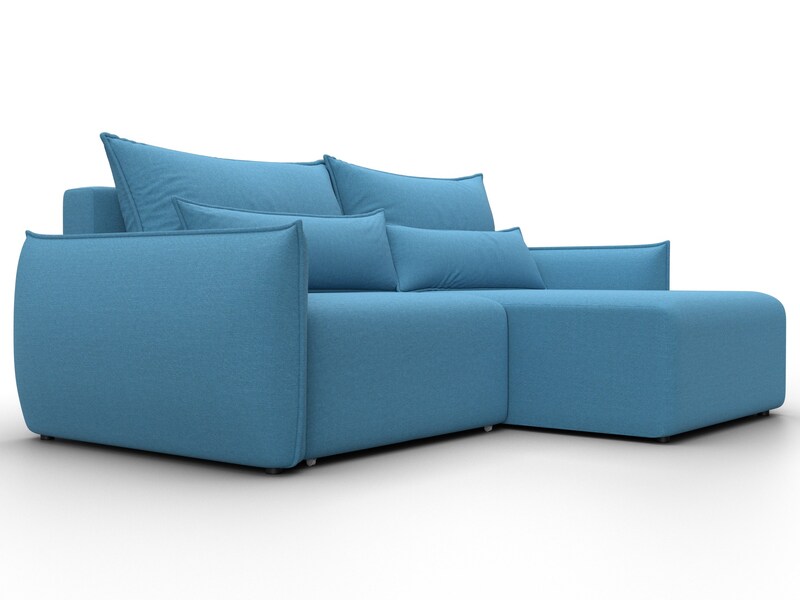 Диван угловой Лига-051 НПБ угол универсальный, Рогожка, Амур 10 голубой
