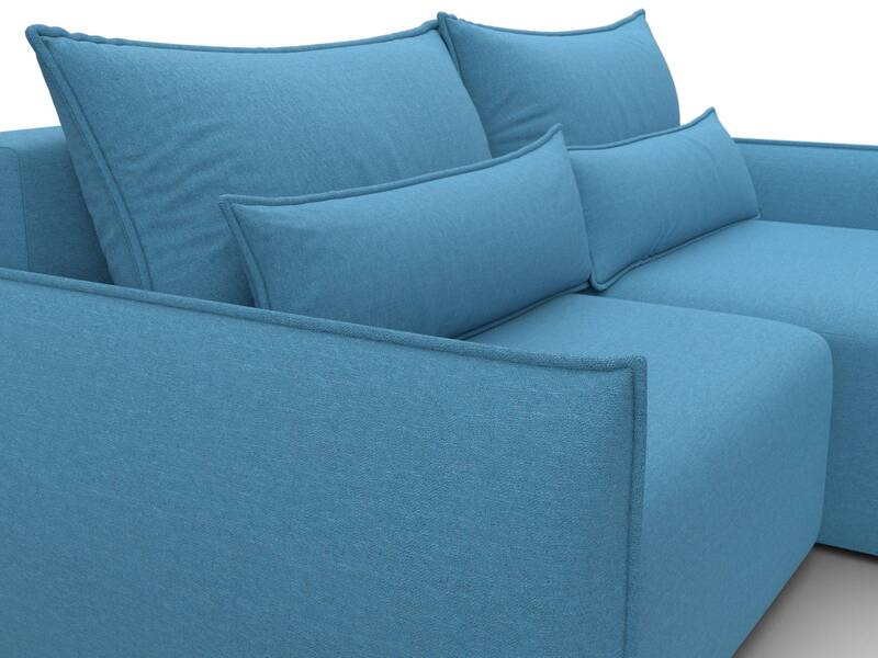 Диван угловой Лига-051 НПБ угол универсальный, Рогожка, Амур 10 голубой