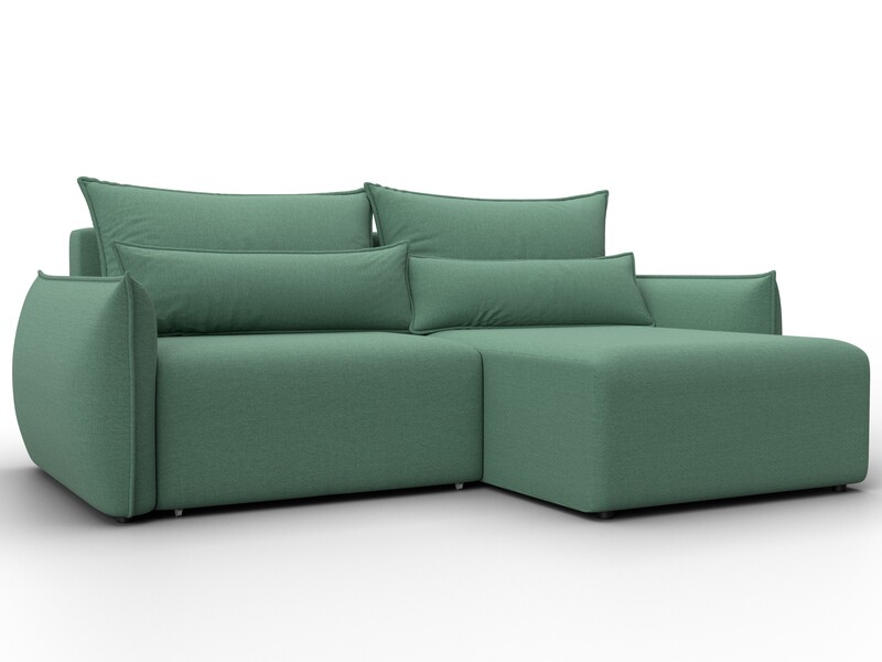 Диван угловой Лига-051 НПБ угол универсальный, Рогожка, Амур 11 зеленый