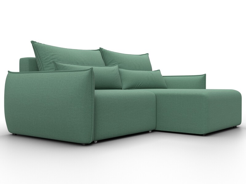 Диван угловой Лига-051 НПБ угол универсальный, Рогожка, Амур 11 зеленый