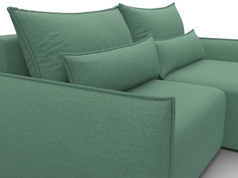 Диван угловой Лига-051 НПБ угол универсальный, Рогожка, Амур 11 зеленый