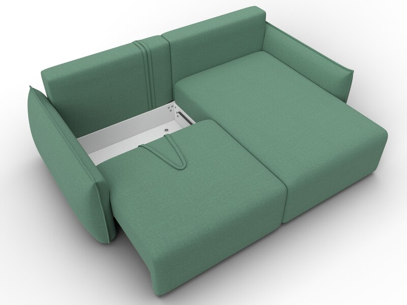 Диван угловой Лига-051 НПБ угол универсальный, Рогожка, Амур 11 зеленый