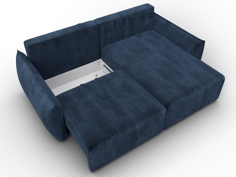 Диван угловой Лига-051 НПБ угол универсальный, Велюр, TOWER 13 синий