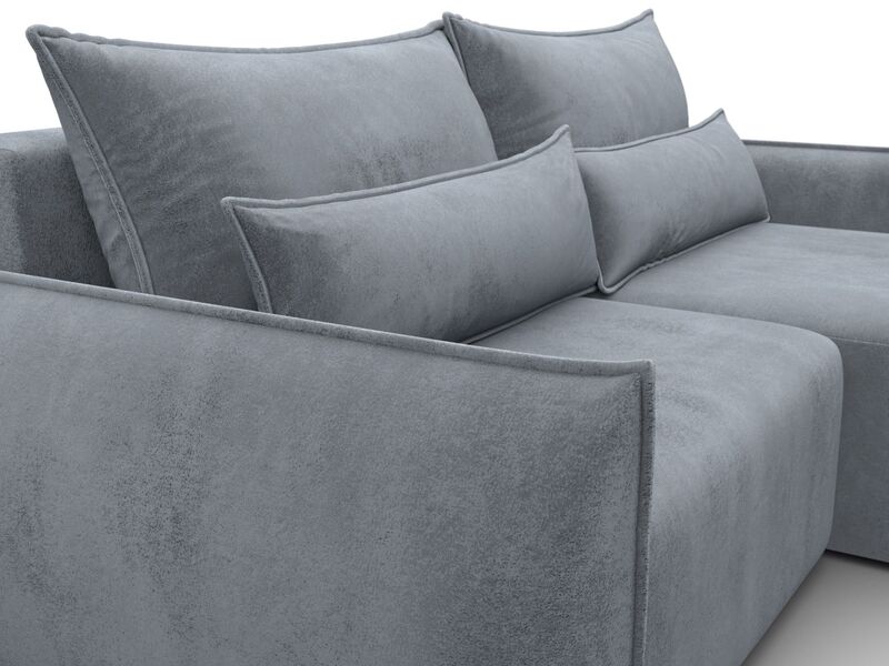 Диван угловой Лига-051 НПБ угол универсальный, Велюр, TOWER 10 серый