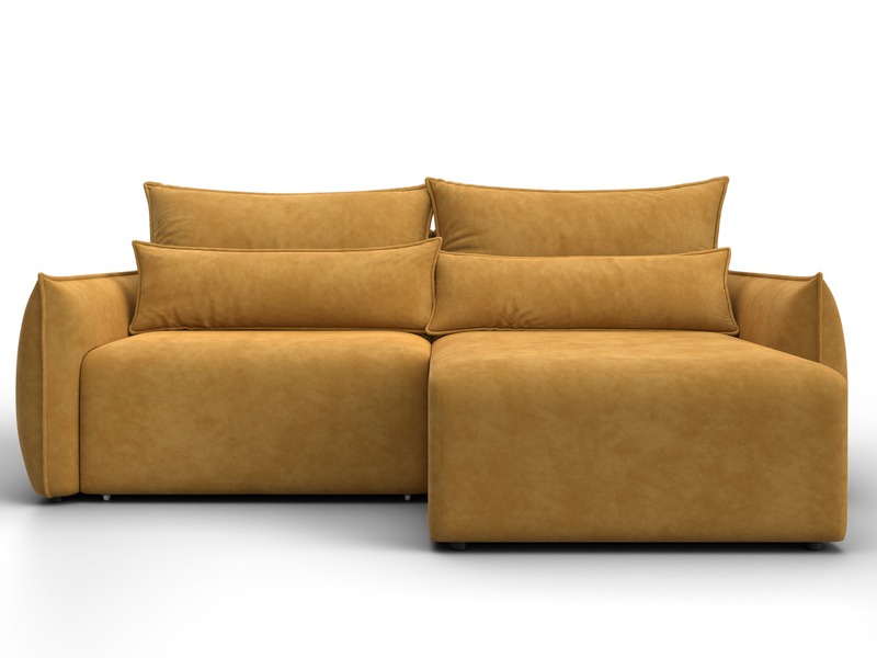 Диван угловой Лига-051 НПБ угол универсальный, Велюр, BRUT 10 желтый