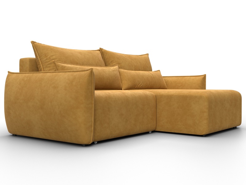 Диван угловой Лига-051 НПБ угол универсальный, Велюр, BRUT 10 желтый