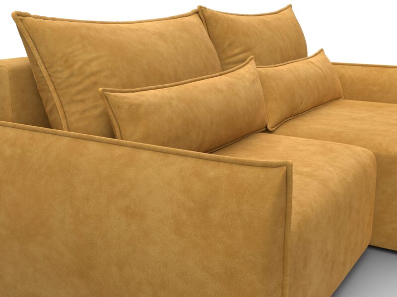 Диван угловой Лига-051 НПБ угол универсальный, Велюр, BRUT 10 желтый