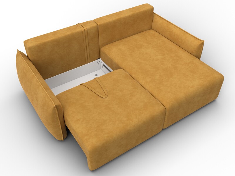 Диван угловой Лига-051 НПБ угол универсальный, Велюр, BRUT 10 желтый