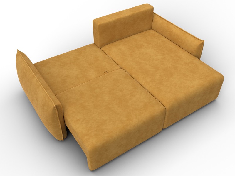 Диван угловой Лига-051 НПБ угол универсальный, Велюр, BRUT 10 желтый