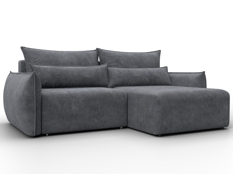 Диван угловой Лига-051 НПБ угол универсальный, Велюр, BRUT 16 темно-серый