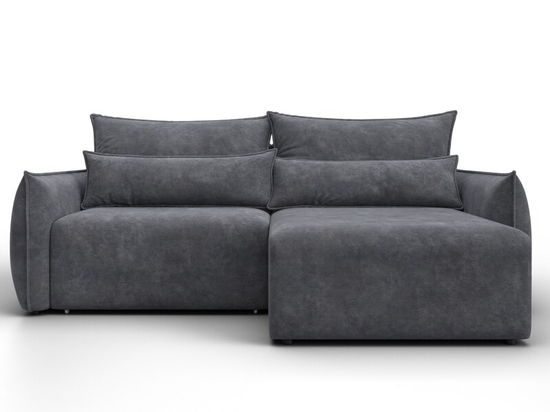 Диван угловой Лига-051 НПБ угол универсальный, Велюр, BRUT 16 темно-серый