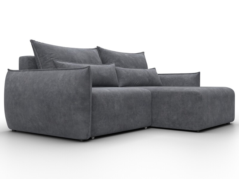 Диван угловой Лига-051 НПБ угол универсальный, Велюр, BRUT 16 темно-серый